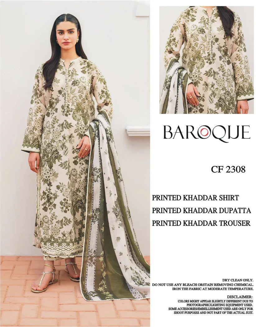 BAROQUE KHADDAR UNSTITCHED PRINTED 3PC