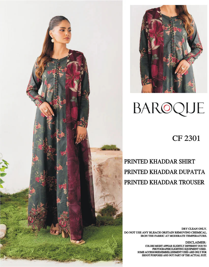 BAROQUE KHADDAR UNSTITCHED PRINTED 3PC