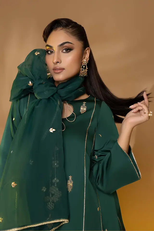 CITY FABRICS KATTAN SILK UNSTICH EMBROIDERED 3PC