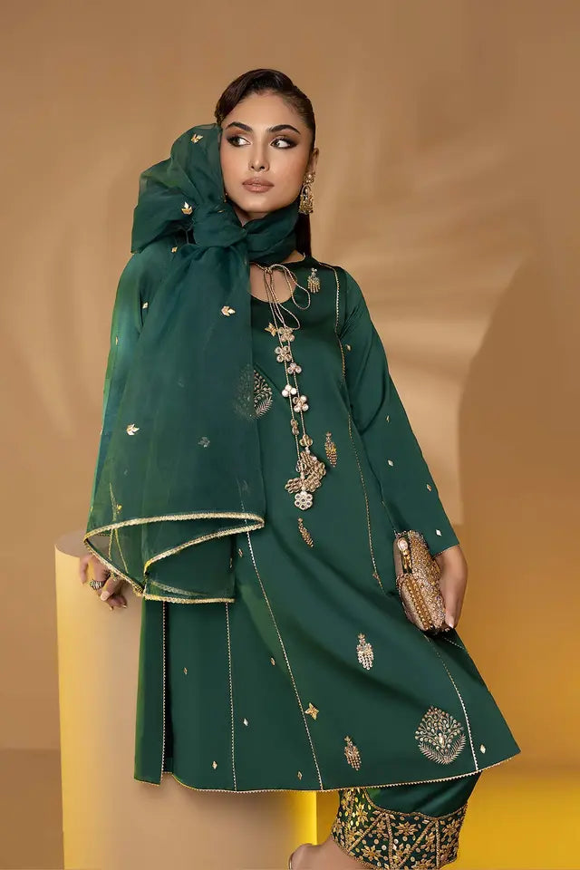 CITY FABRICS KATTAN SILK UNSTICH EMBROIDERED 3PC