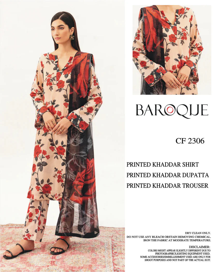 BAROQUE KHADDAR UNSTITCHED PRINTED 3PC