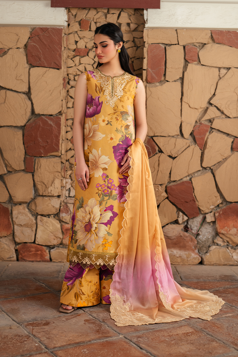 BAROQUE LAWN PRINTED UNSTICH 3PC