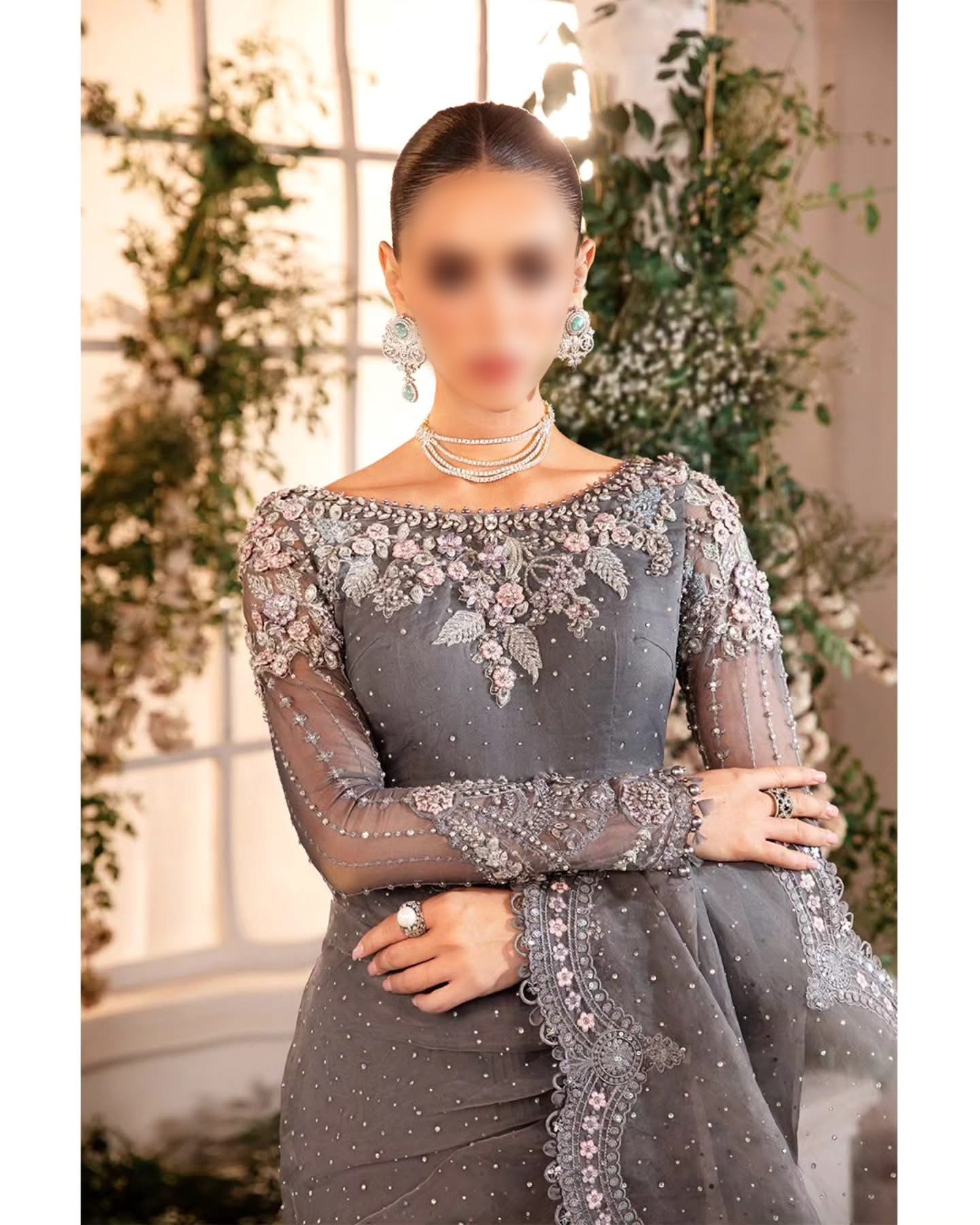MARIA:B UNSTICHE EMBROIDED SAREE