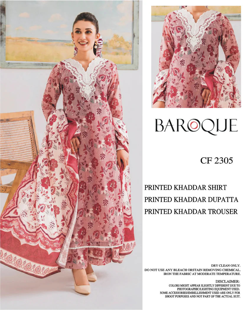 BAROQUE KHADDAR UNSTITCHED PRINTED 3PC