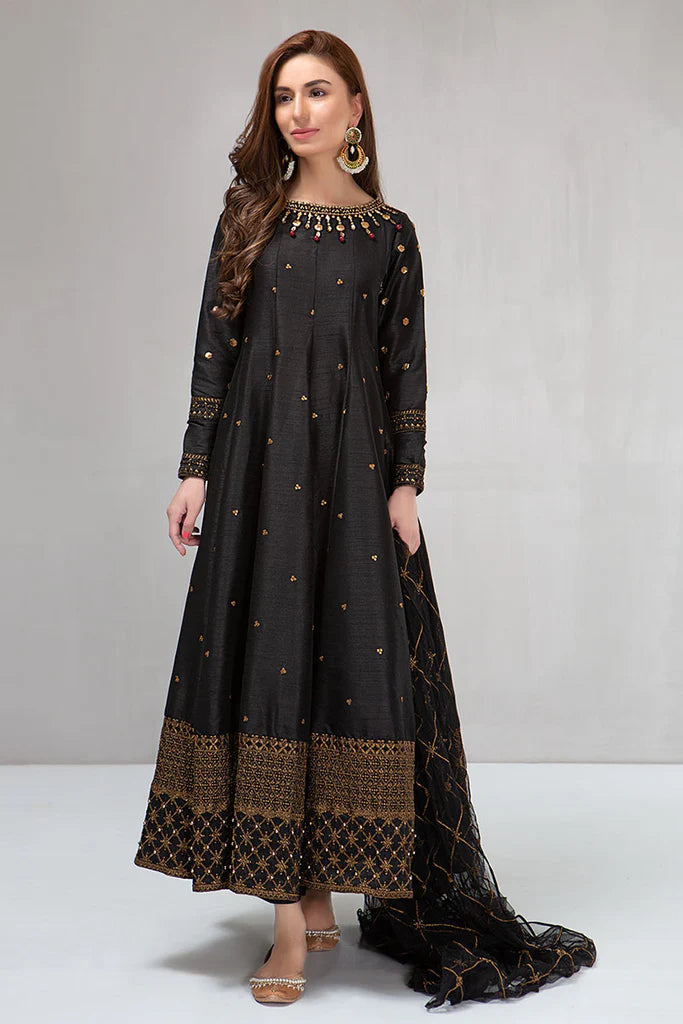 MARIA B KATTAN SILK UNSTICH EMBROIDERED 3PC