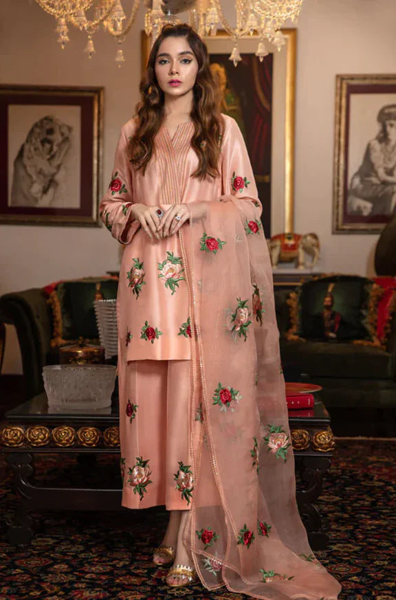 RAW SILK UNSTICH EMBROIDERED 3PC