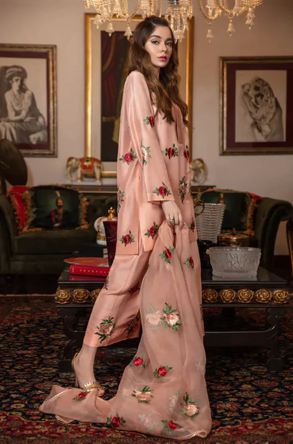 RAW SILK UNSTICH EMBROIDERED 3PC