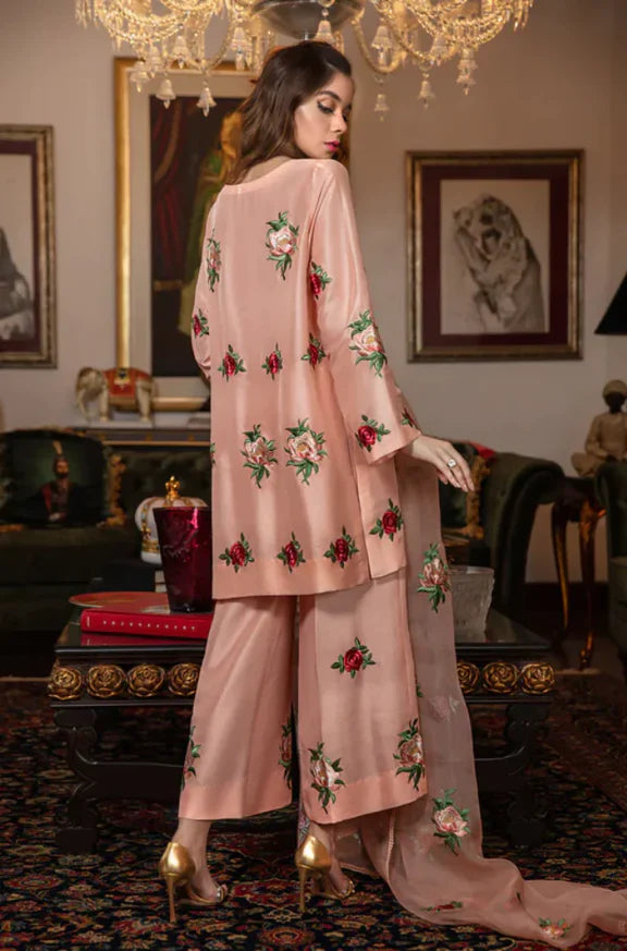 RAW SILK UNSTICH EMBROIDERED 3PC
