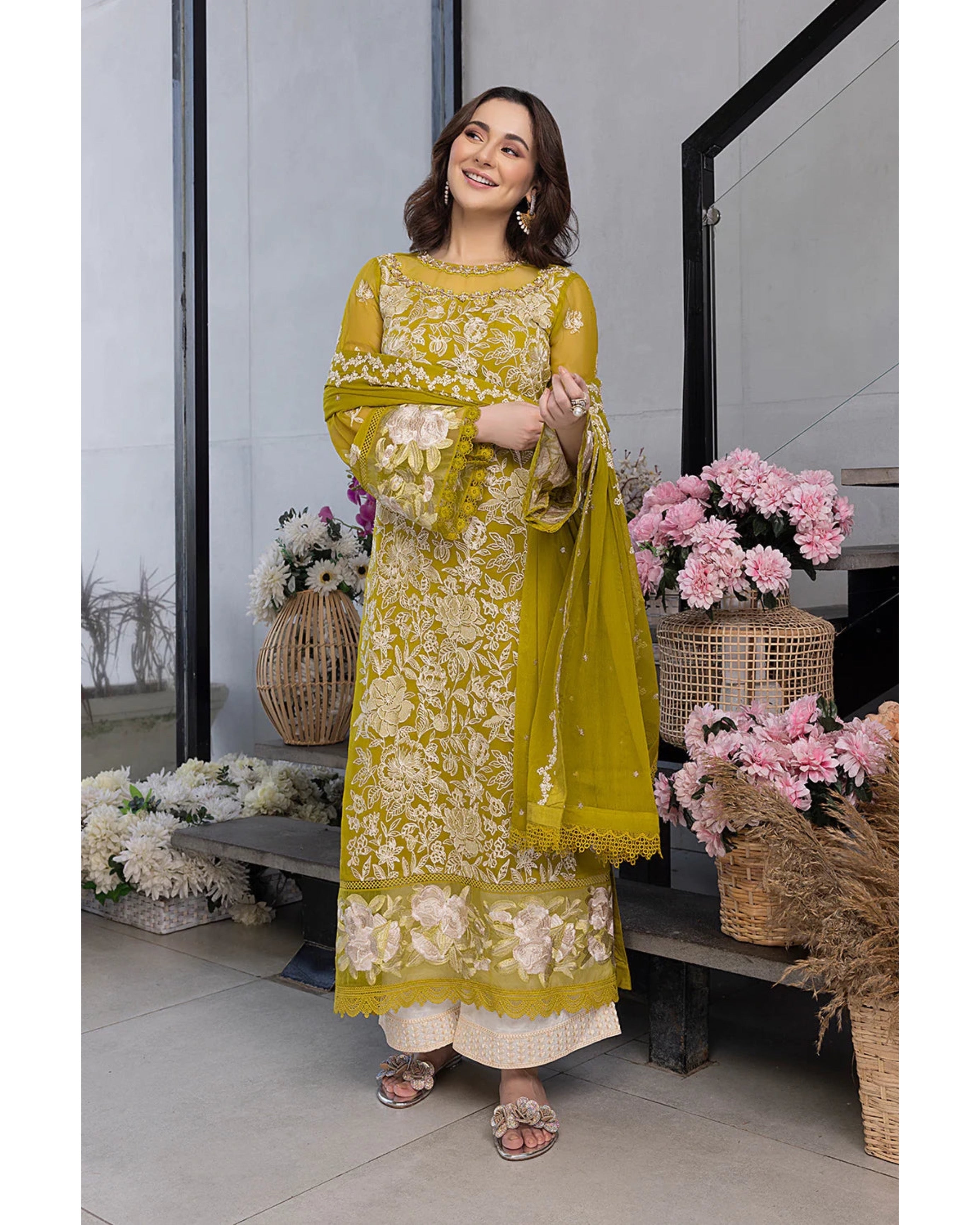 AZURE LAWN UNSTITCHED EMB 3PC