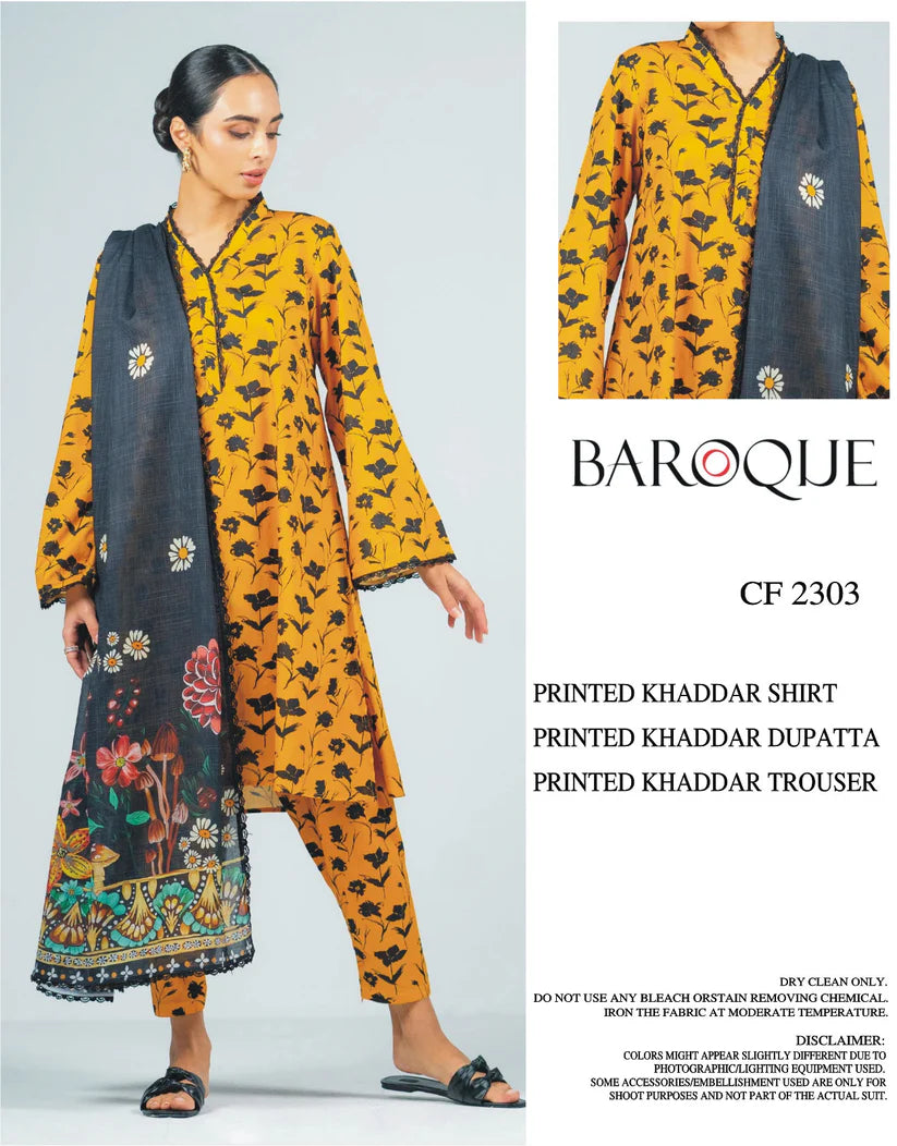 BAROQUE KHADDAR UNSTITCHED PRINTED 3PC