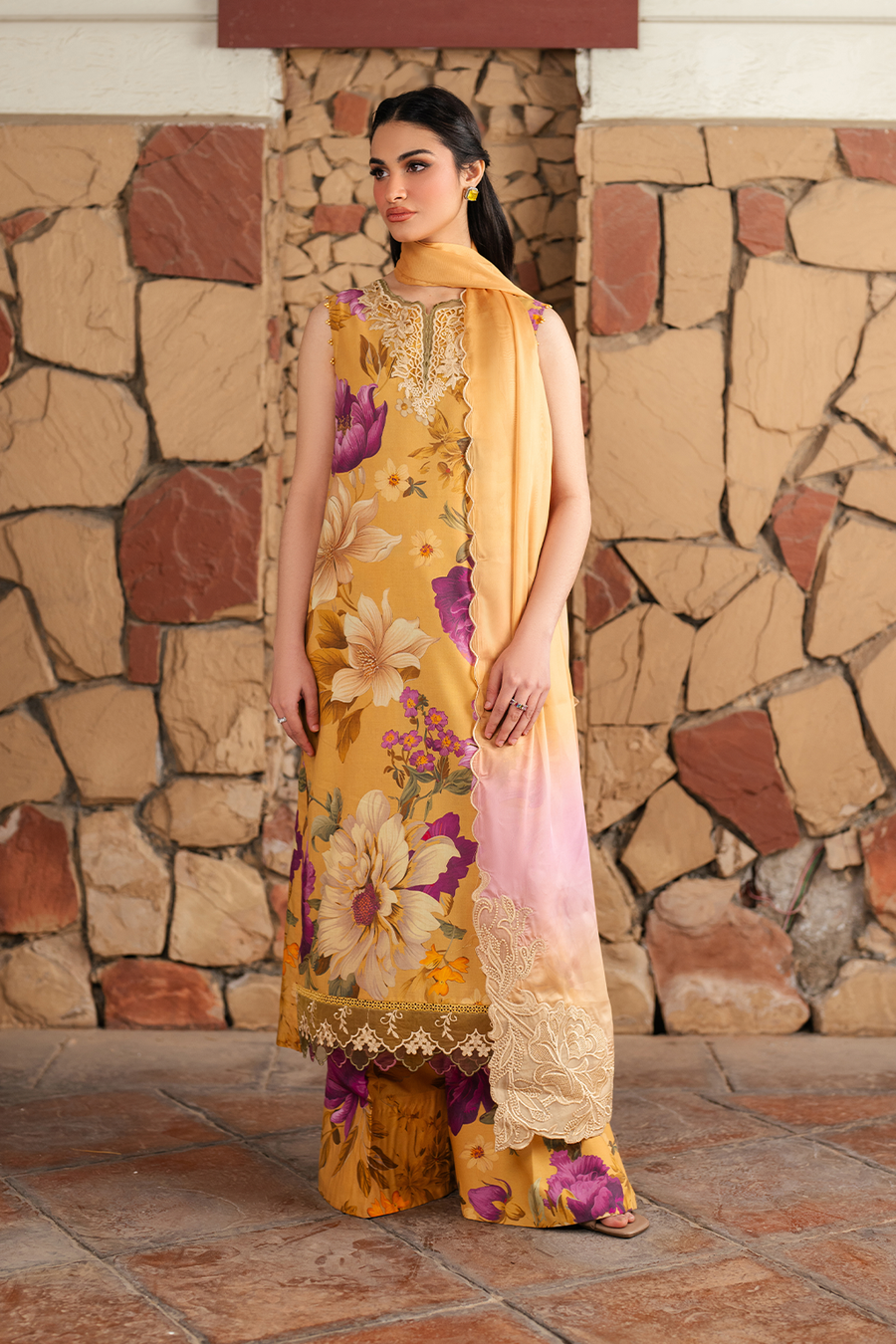 BAROQUE LAWN PRINTED UNSTICH 3PC