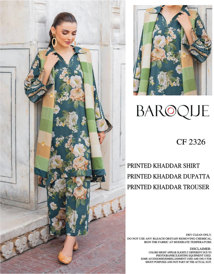 BAROQUE KHADDAR UNSTITCHED PRINTED 3PC