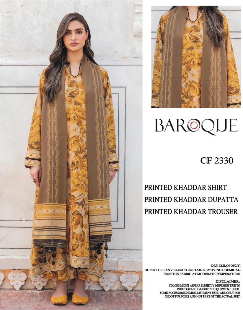 BAROQUE KHADDAR UNSTITCHED PRINTED 3PC
