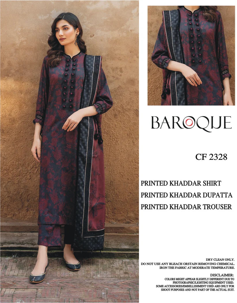 BAROQUE KHADDAR UNSTITCHED PRINTED 3PC