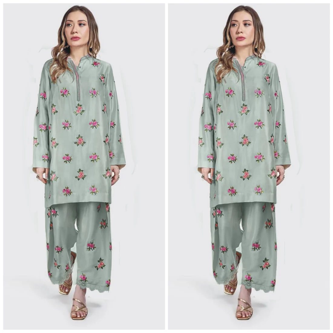 RAW SILK UNSTICH EMBROIDERED 3PC