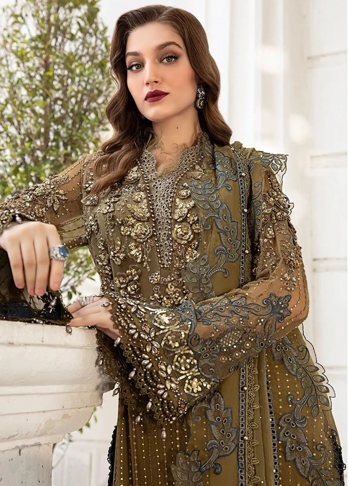 MARIA.B CHIFFON UNSTITCHED EMB SUIT