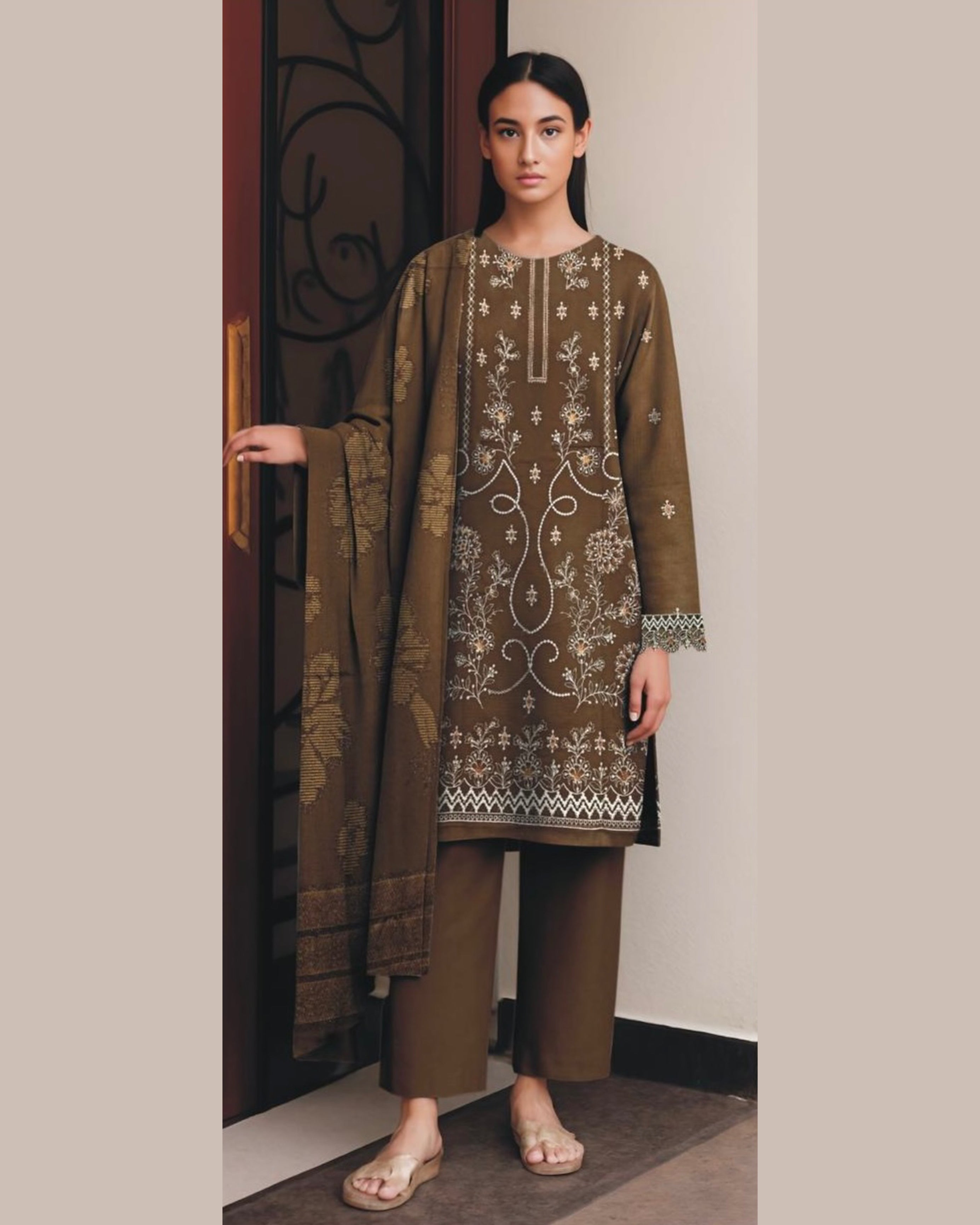 Miraal Vol#2 Dhanak Unstitched Emb  3PC
