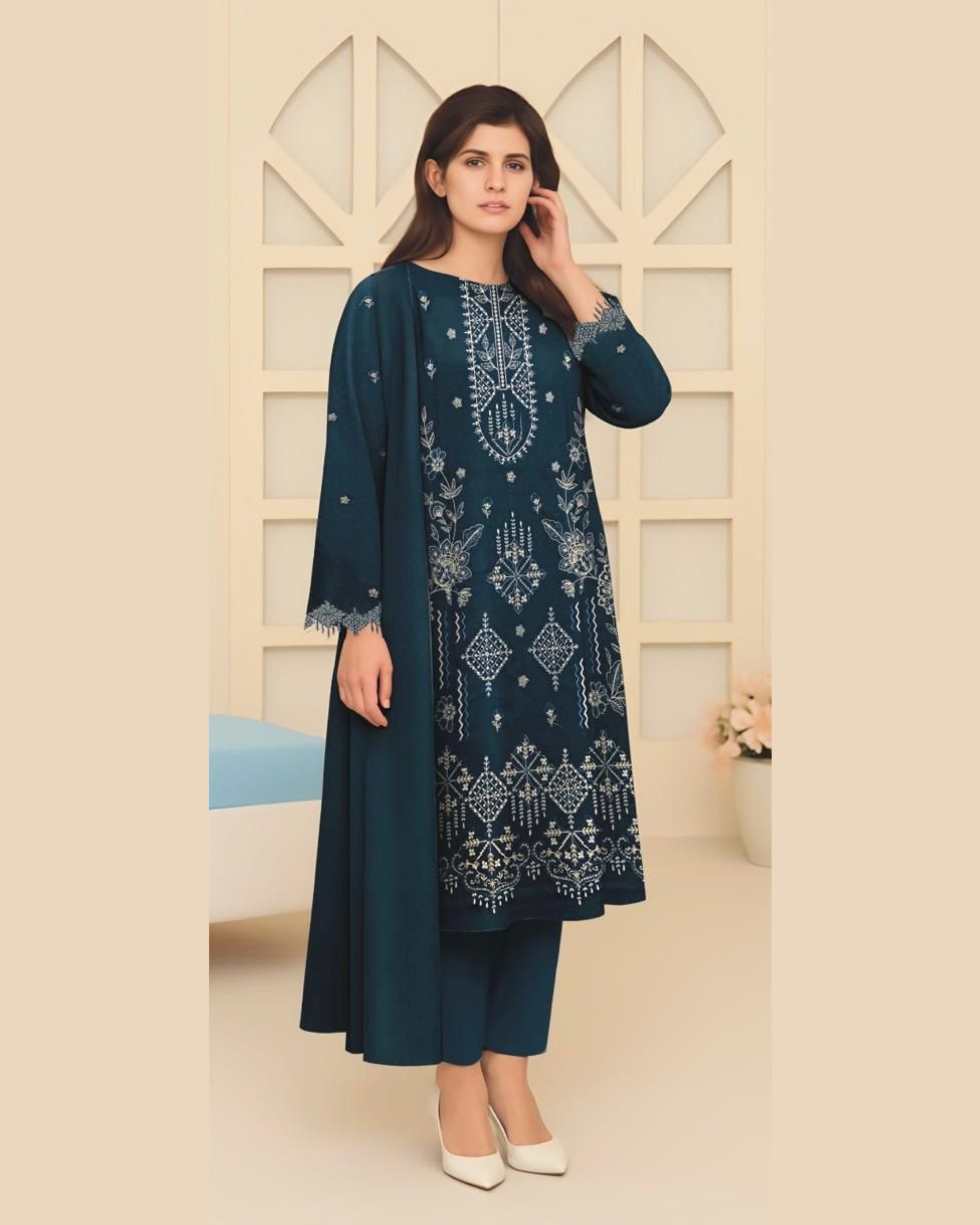 Miraal Vol#1 Dhanak Unstitched Emb  3PC