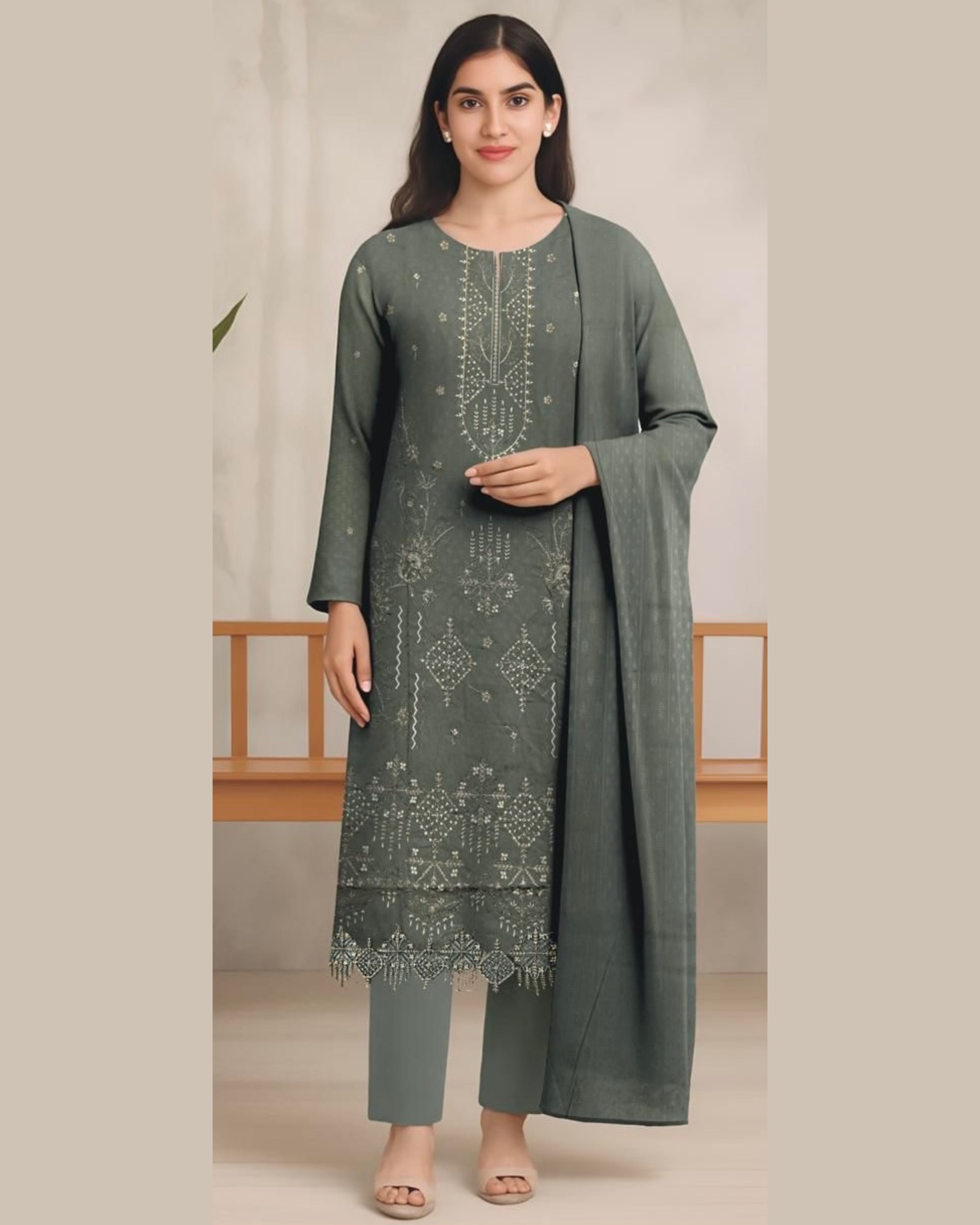 Miraal Vol#1 Dhanak Unstitched Emb  3PC