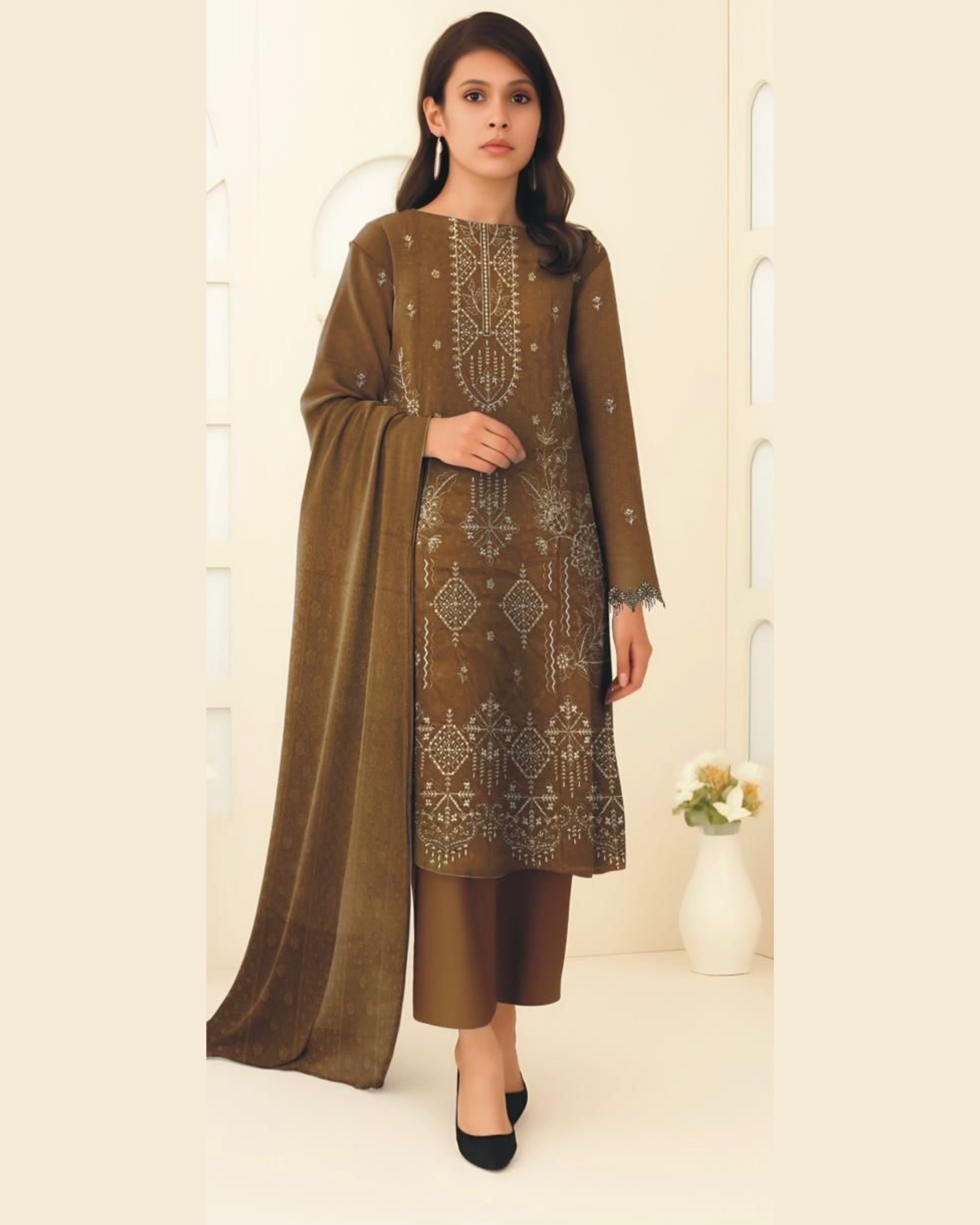 Miraal Vol#1 Dhanak Unstitched Emb  3PC