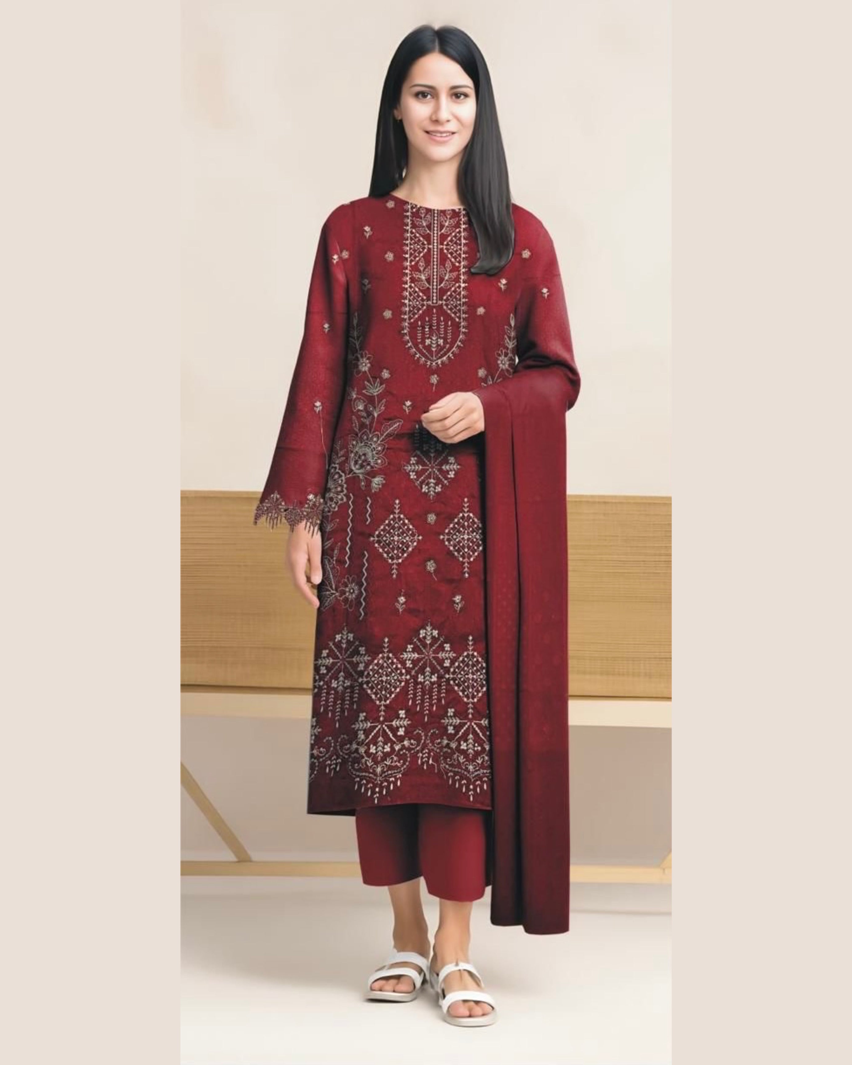 Miraal Vol#1 Dhanak Unstitched Emb  3PC