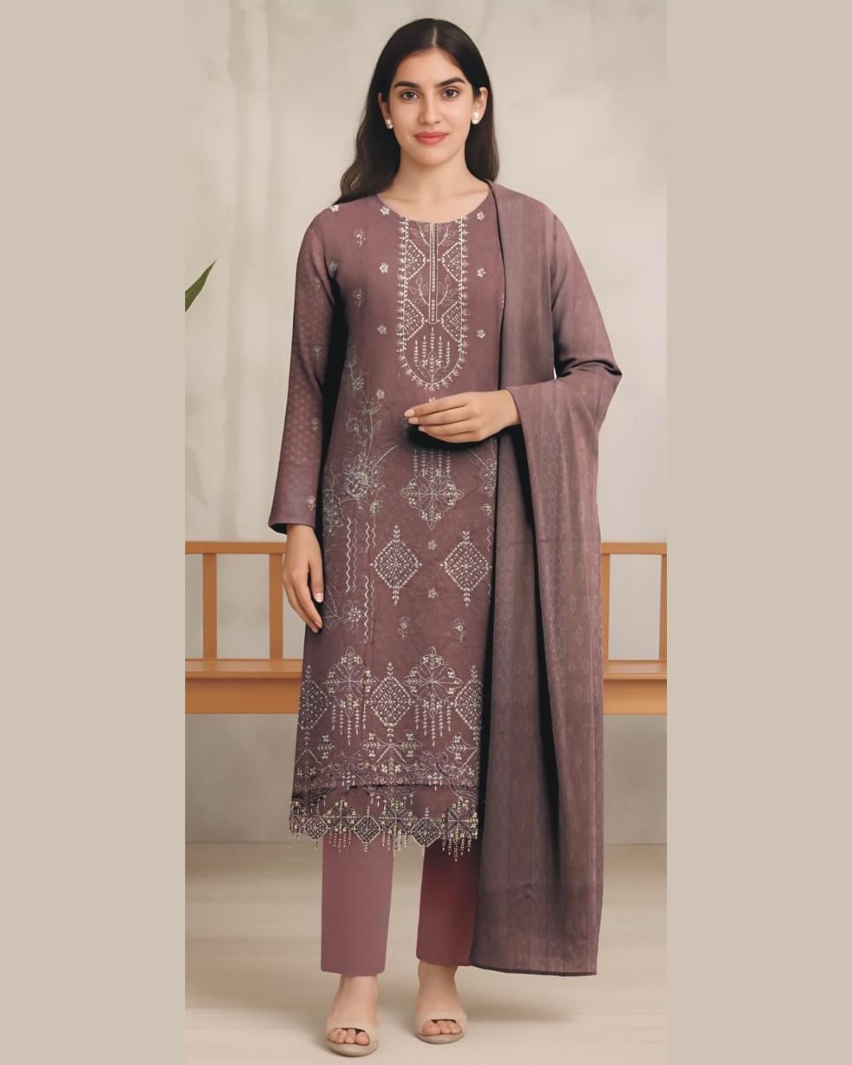 Miraal Vol#1 Dhanak Unstitched Emb  3PC