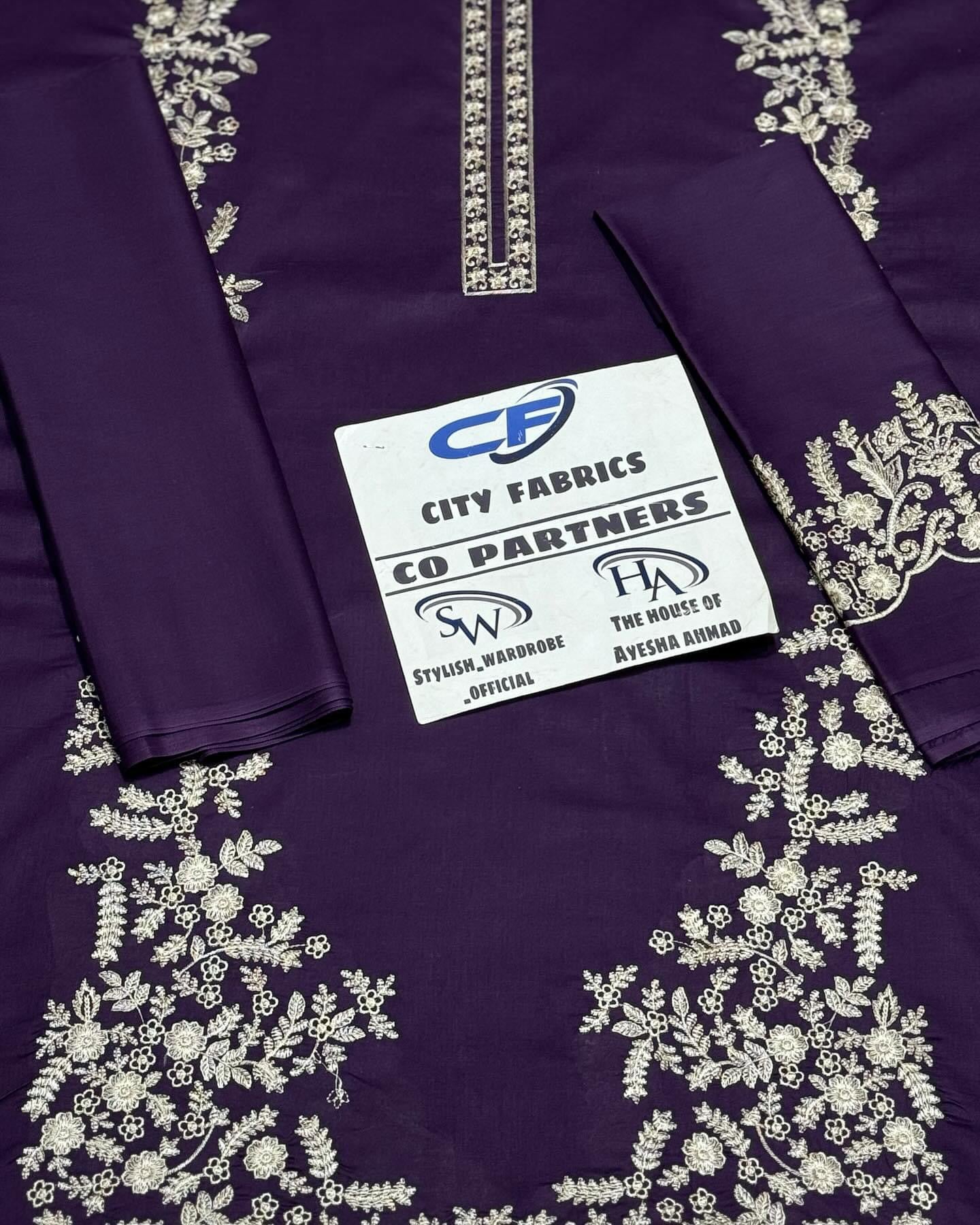 CITY FABRICS DHANAK UNSTITCHED EMB 2PC