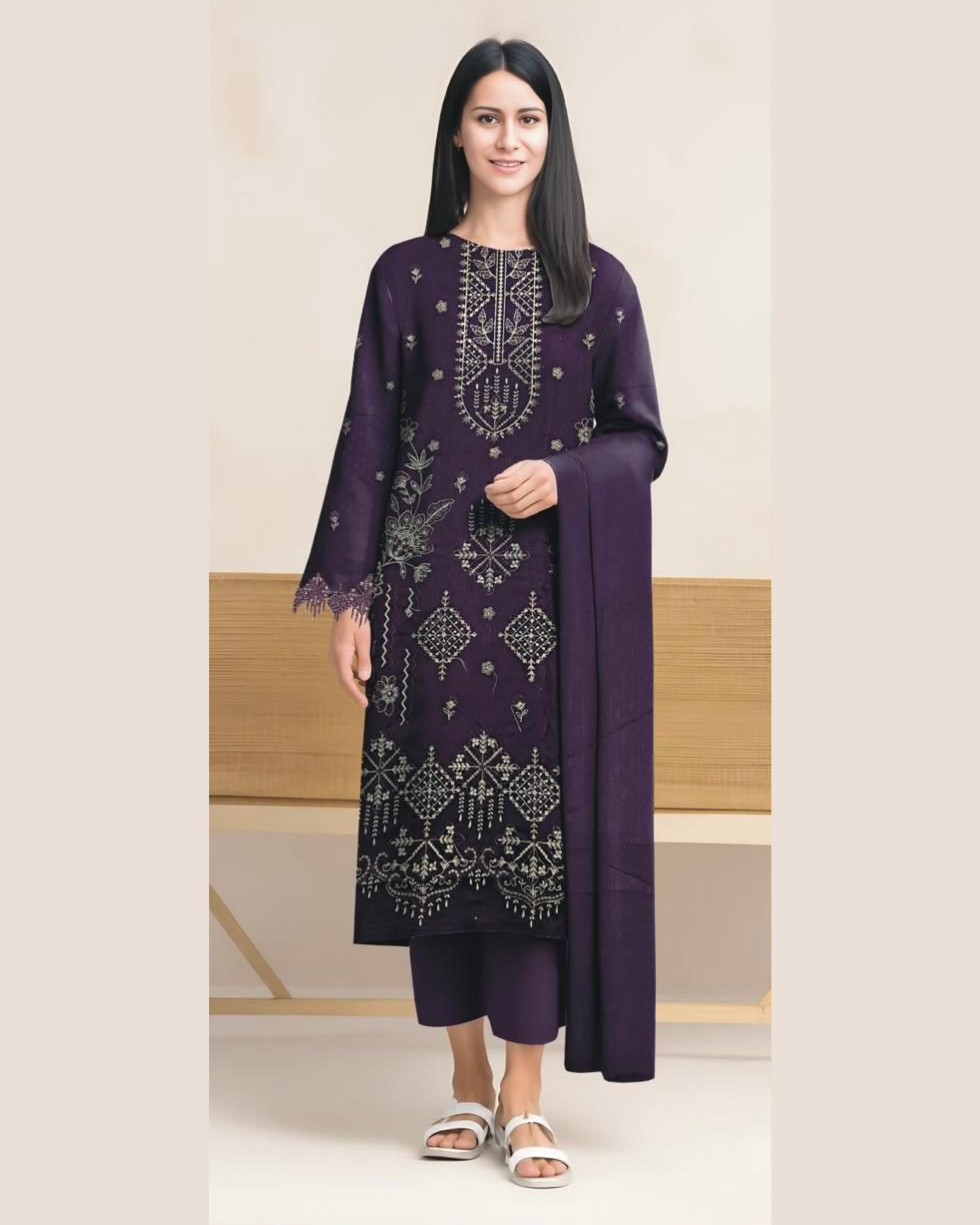 Miraal Vol#1 Dhanak Unstitched Emb  3PC