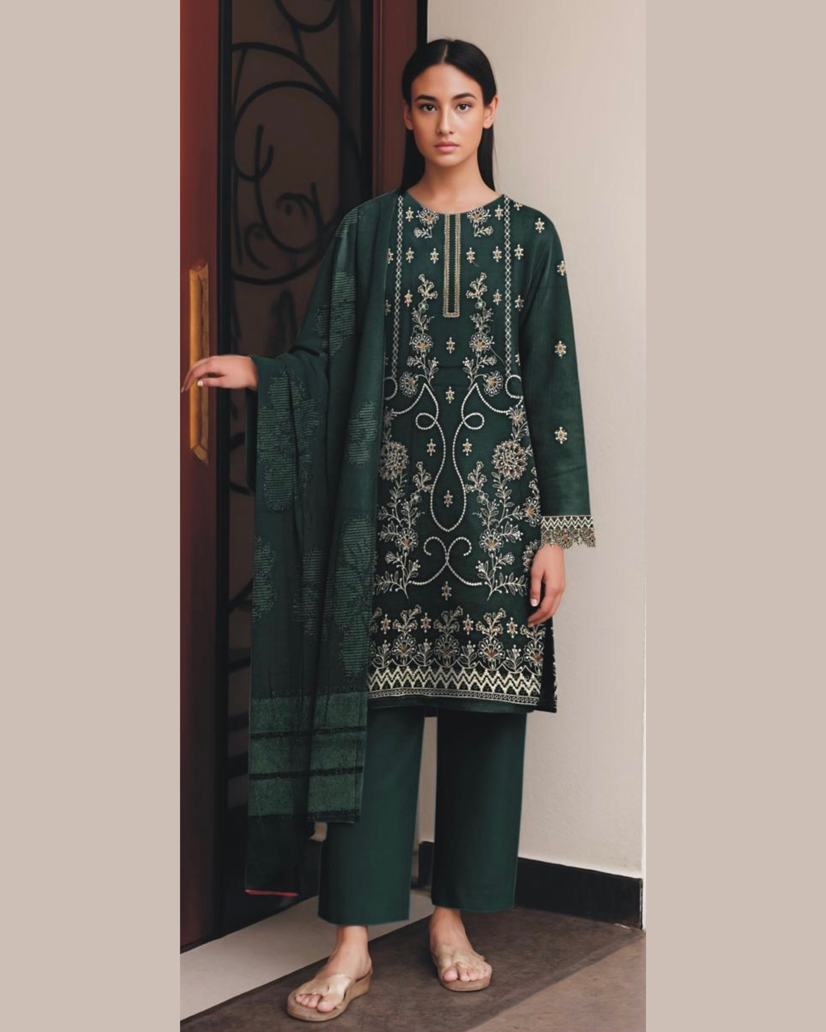 Miraal Vol#2 Dhanak Unstitched Emb  3PC