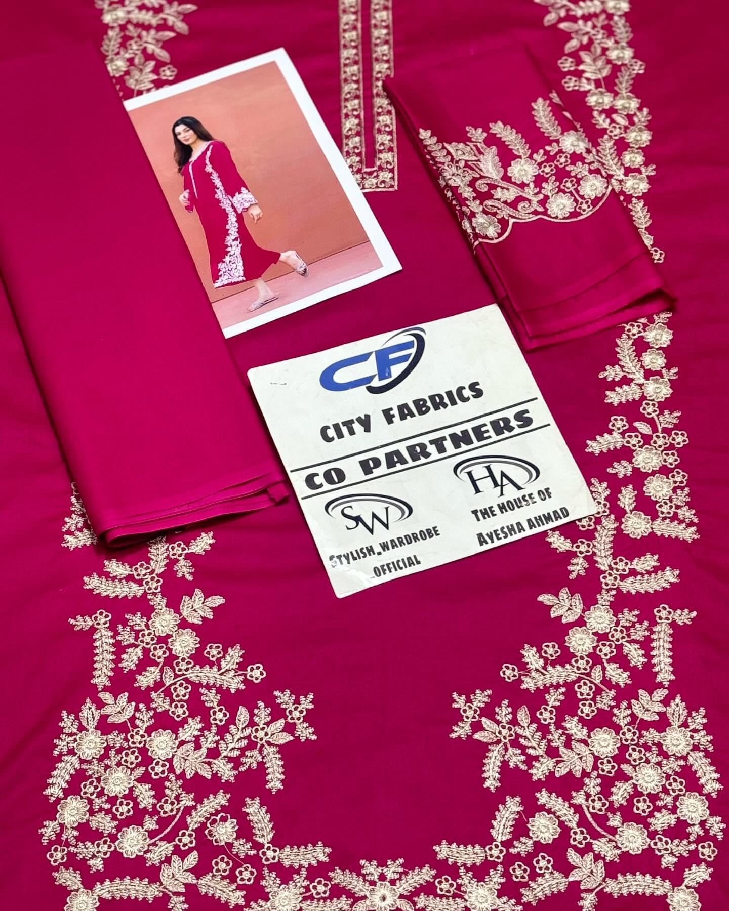 CITY FABRICS DHANAK UNSTITCHED EMB 2PC
