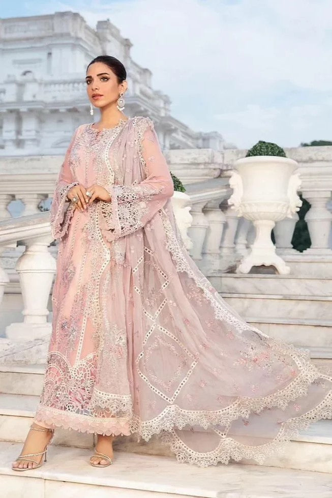 MARIA.B CHIFFON UNSTITCHED EMB SUIT