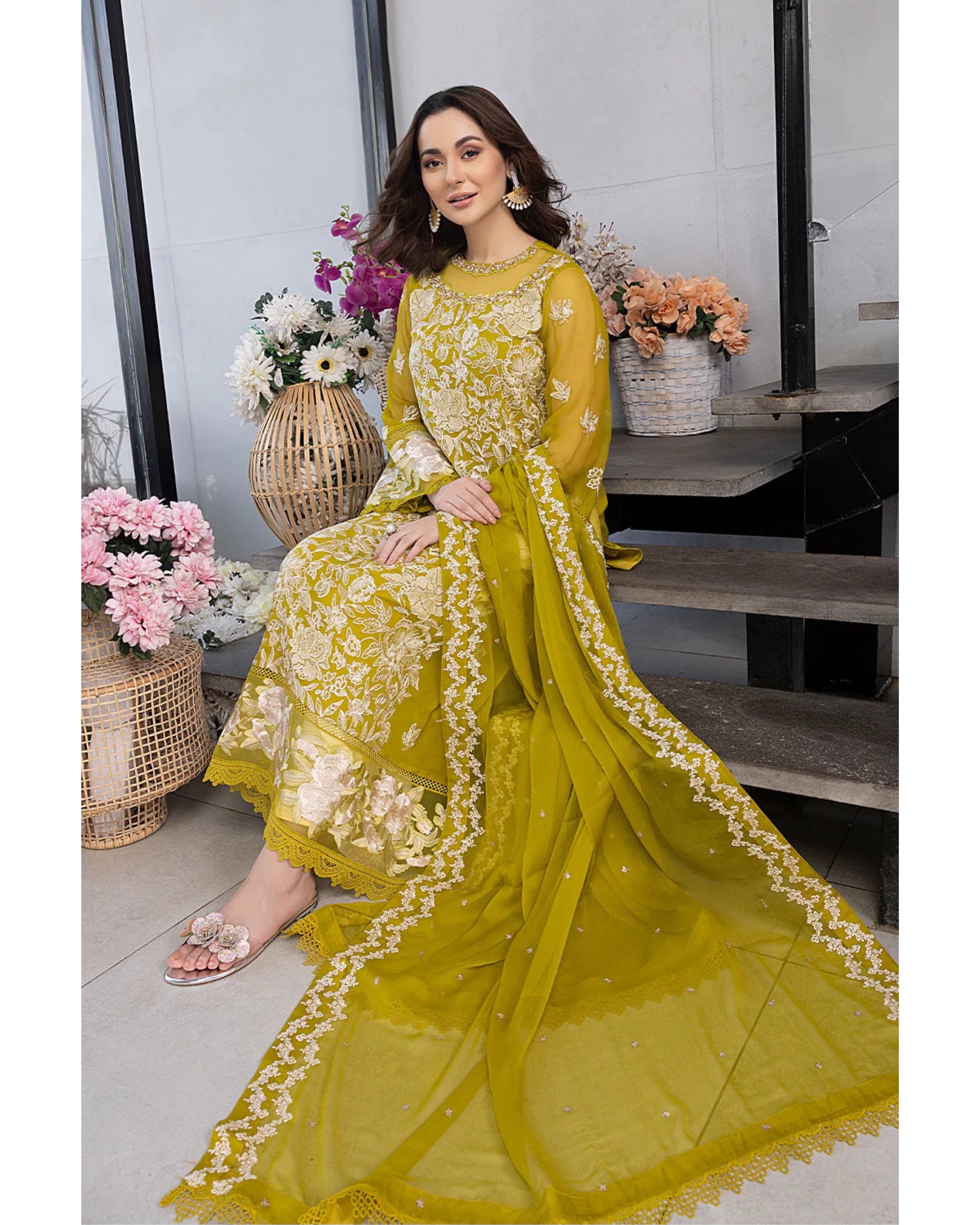 AZURE LAWN UNSTITCHED EMB 3PC