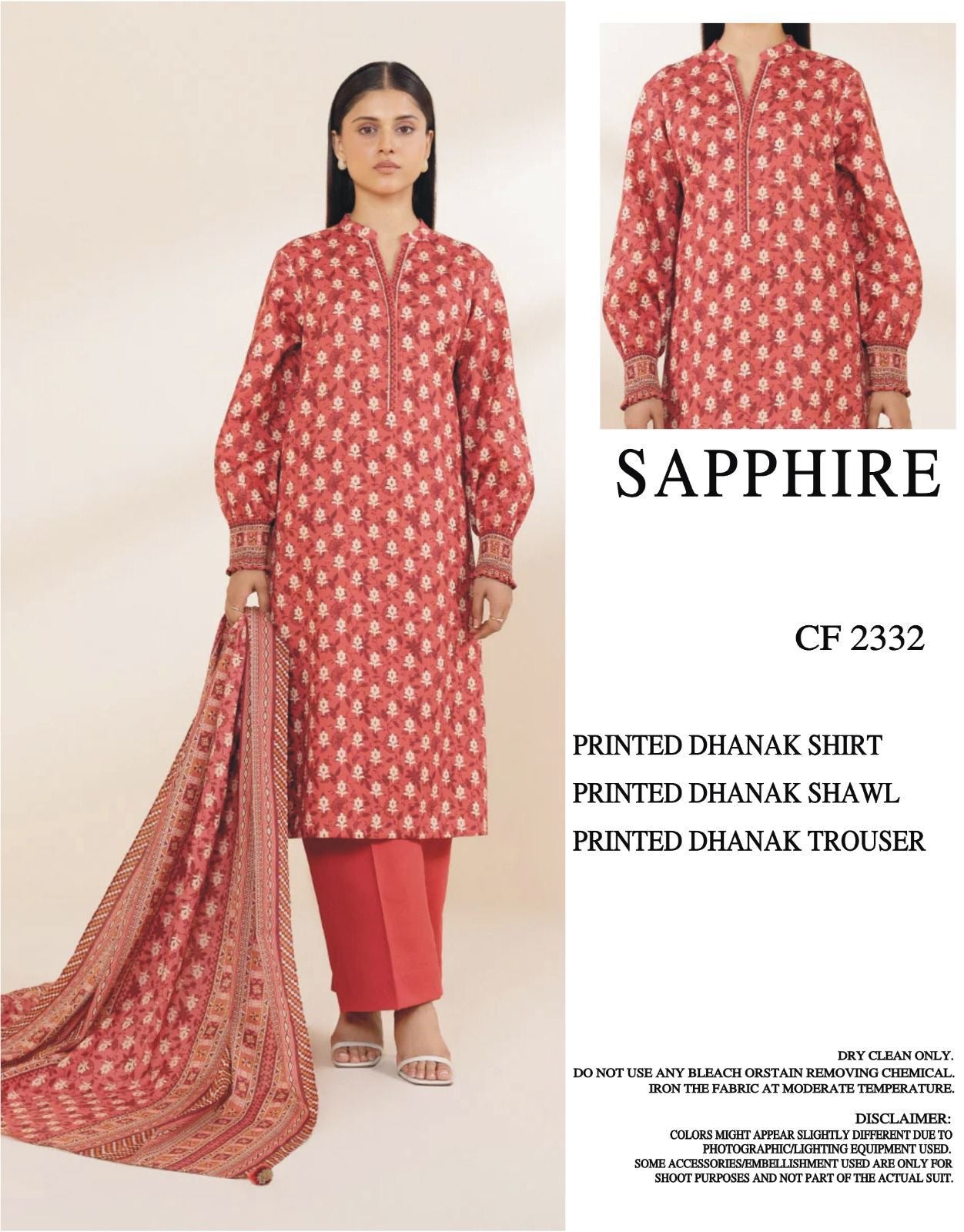 SAPPHIRE DHANAK PRINTED UNSTICHED 3PC