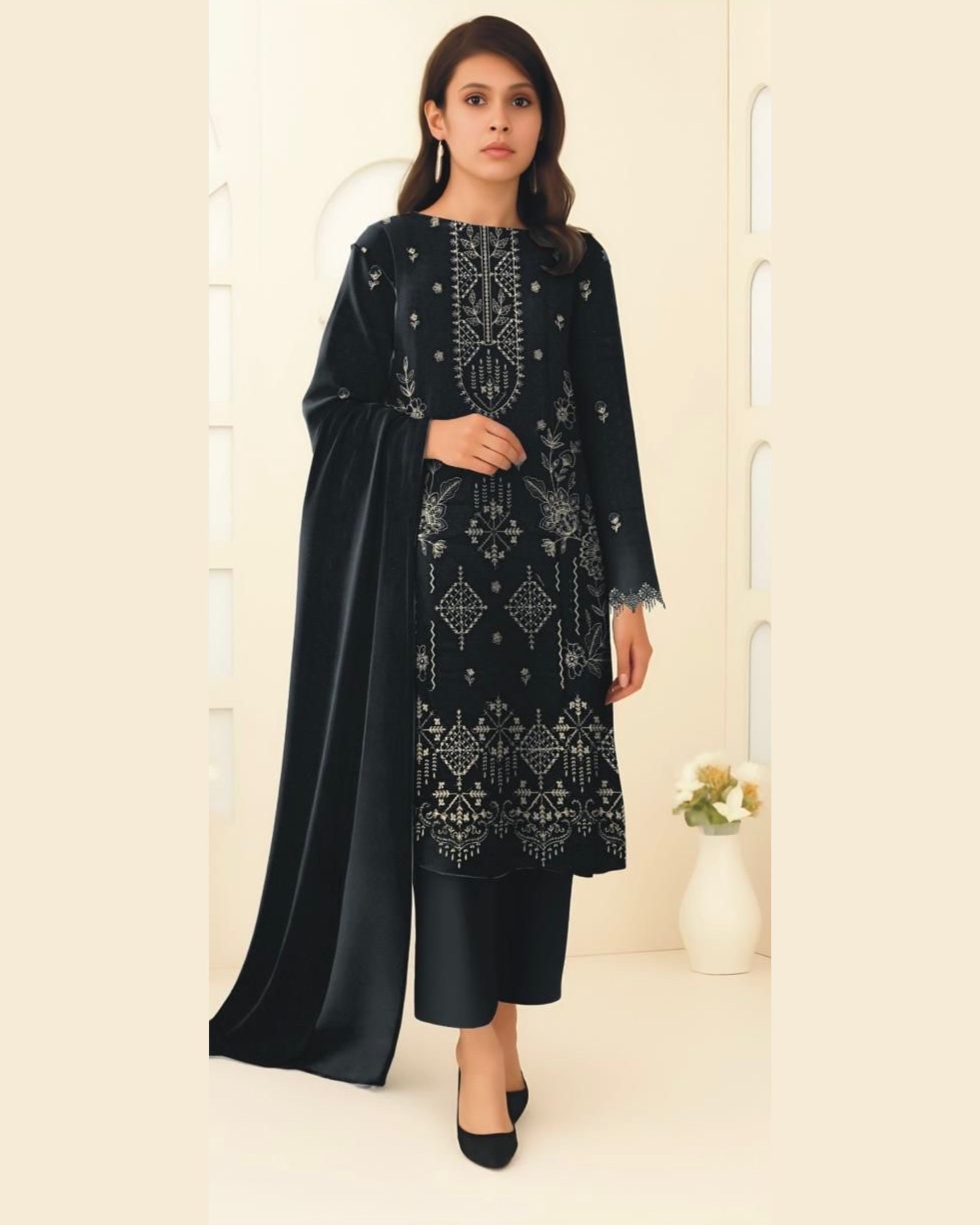 Miraal Vol#1 Dhanak Unstitched Emb  3PC