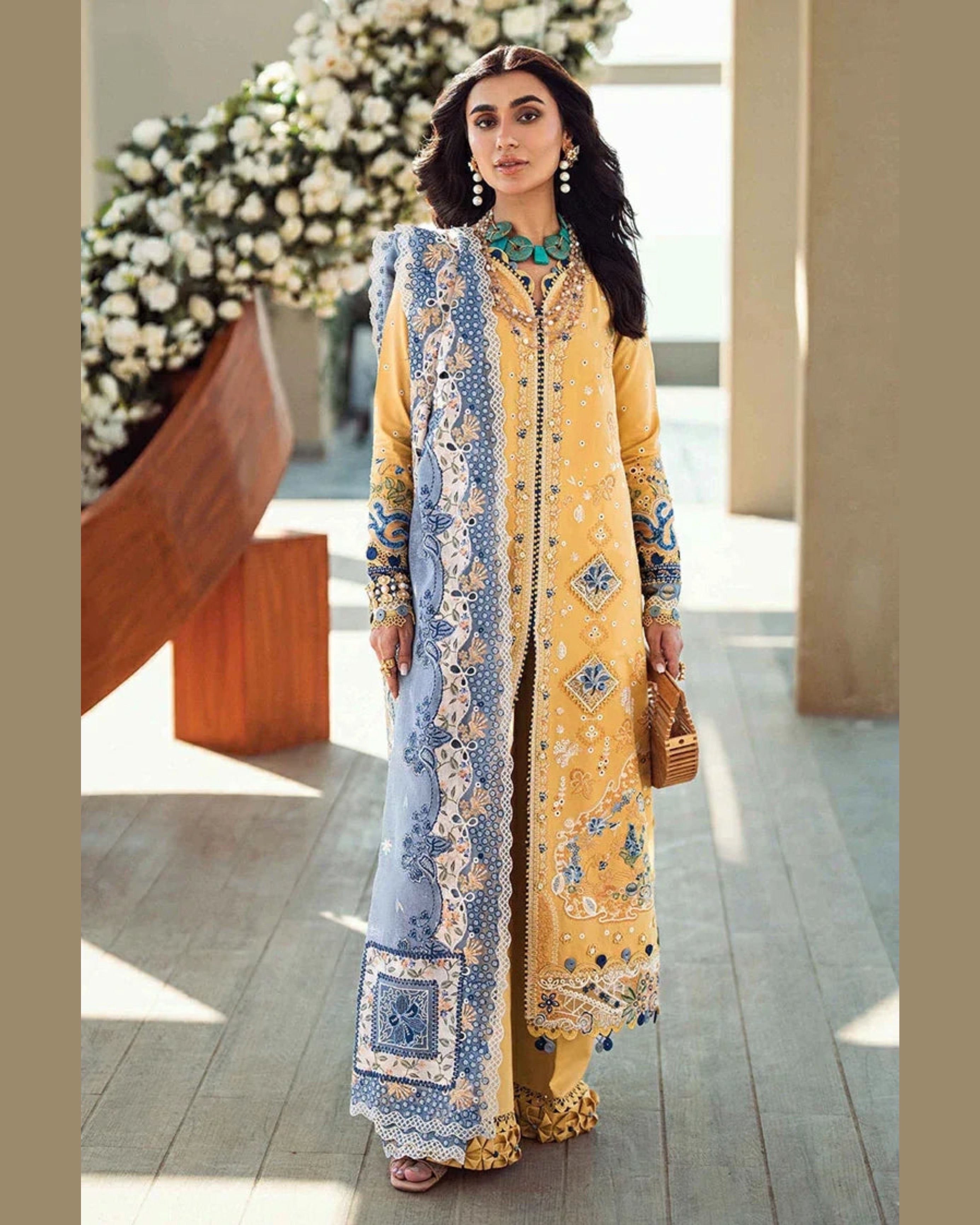 QALAMKAR LAWN UNSTITCHED EMB 3PC