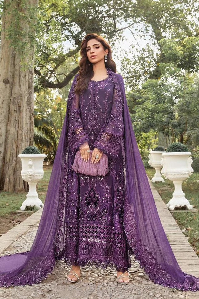 MARIA.B CHIFFON UNSTITCHED EMB SUIT