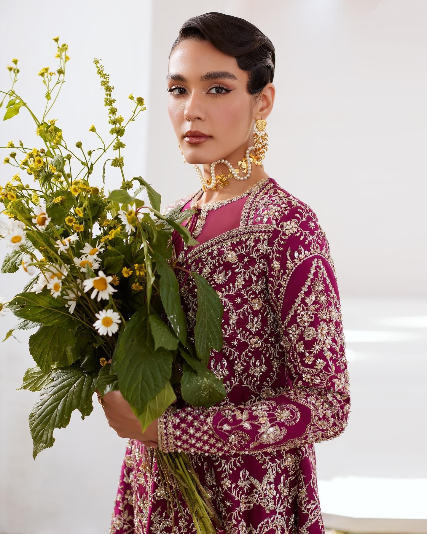 SUFFUSE ORGANZA UNSTITCHED EMB SUIT