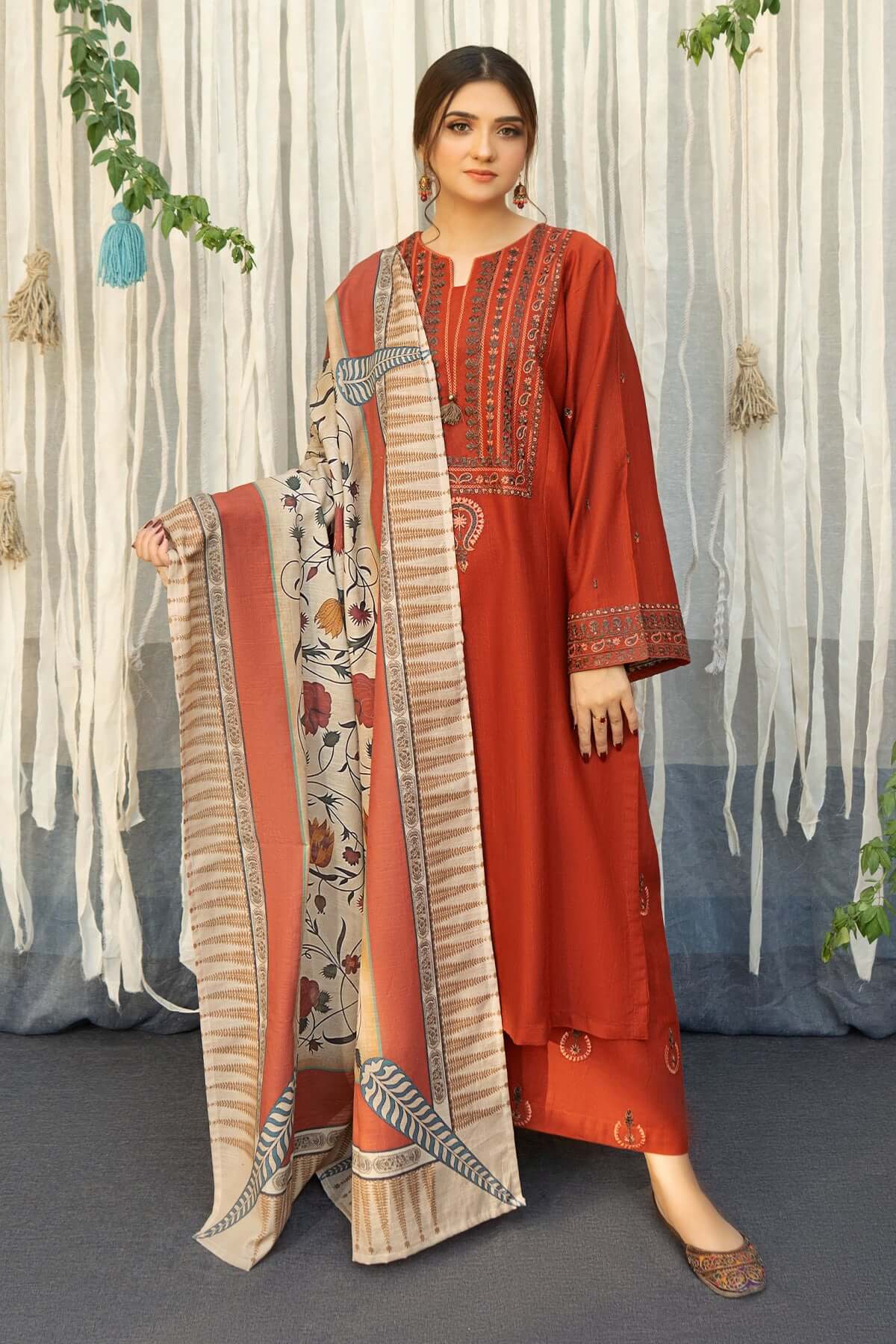 ASLING DHANAK UNSTITCHED EMB 3PC