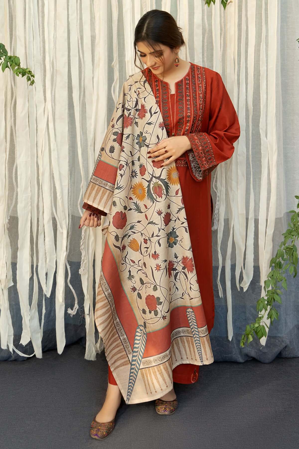 ASLING DHANAK UNSTITCHED EMB 3PC